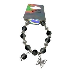 ✨5/$25✨ Black and Silver Bracelet with Butterfly Charm